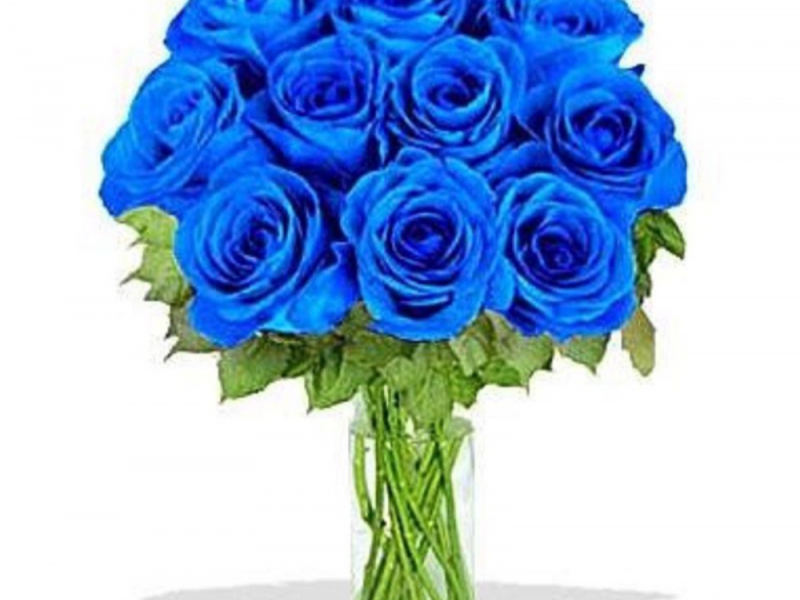 Букет из синих роз в вазе